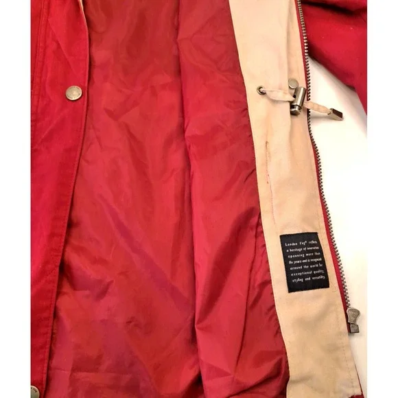 London Fog Lined Jacket Coat Women's L Red‎ Pockets NO HOOD - Picture 3 of 9